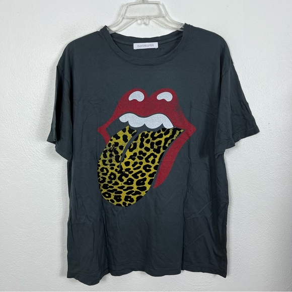 Daydreamer Rolling Stones Leopard Tongue Crewneck Graphic Tee - Picture 2 of 9